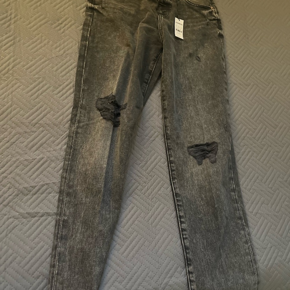 Express Women's Black Distressed Boyfriend Jeans